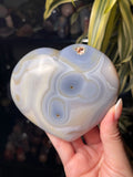 Blue Orby Orca Agate Heart