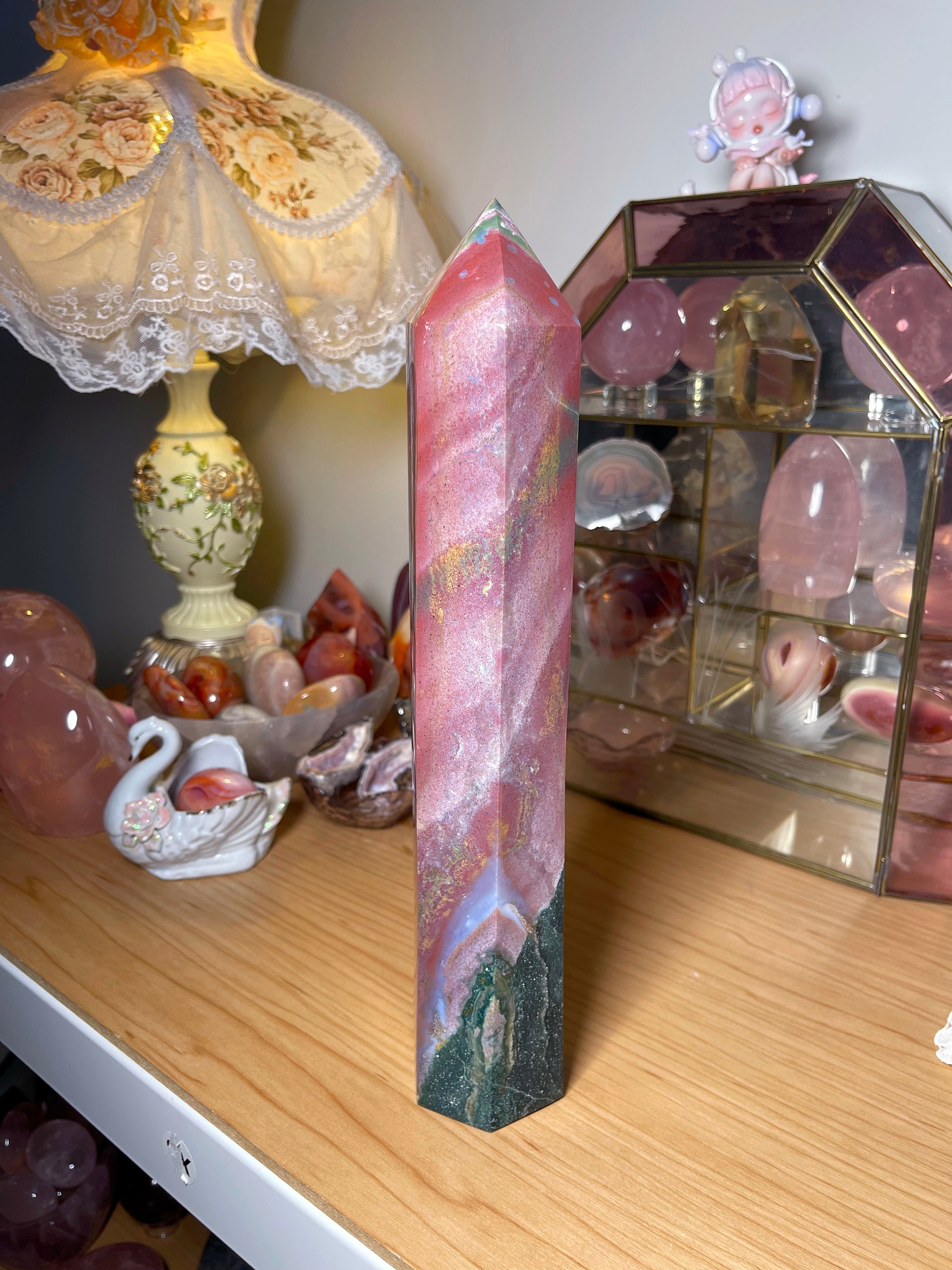 Celestial Pink Sea Jasper Tower