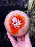 Rare XL Pink Carnelian x Quartz Planet