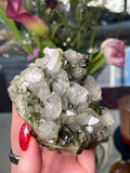 Large Epidote x Minty Phantom Quartz Cluster