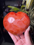 Deep Peachy Carnelian x Quartz Heart