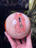 Rare XL Pink Carnelian x Quartz Planet