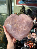 XXL Shimmering Lavender Purple Rose Quartz Heart