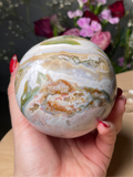 White Garden Orbicular Jasper Sphere