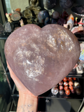 XXL Shimmering Lavender Purple Rose Quartz Heart