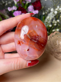 Rosy Pink Carnelian x Quartz Palmstone