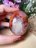 Rosy Pink Carnelian x Quartz Palmstone