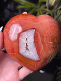 Deep Peachy Carnelian x Quartz Heart