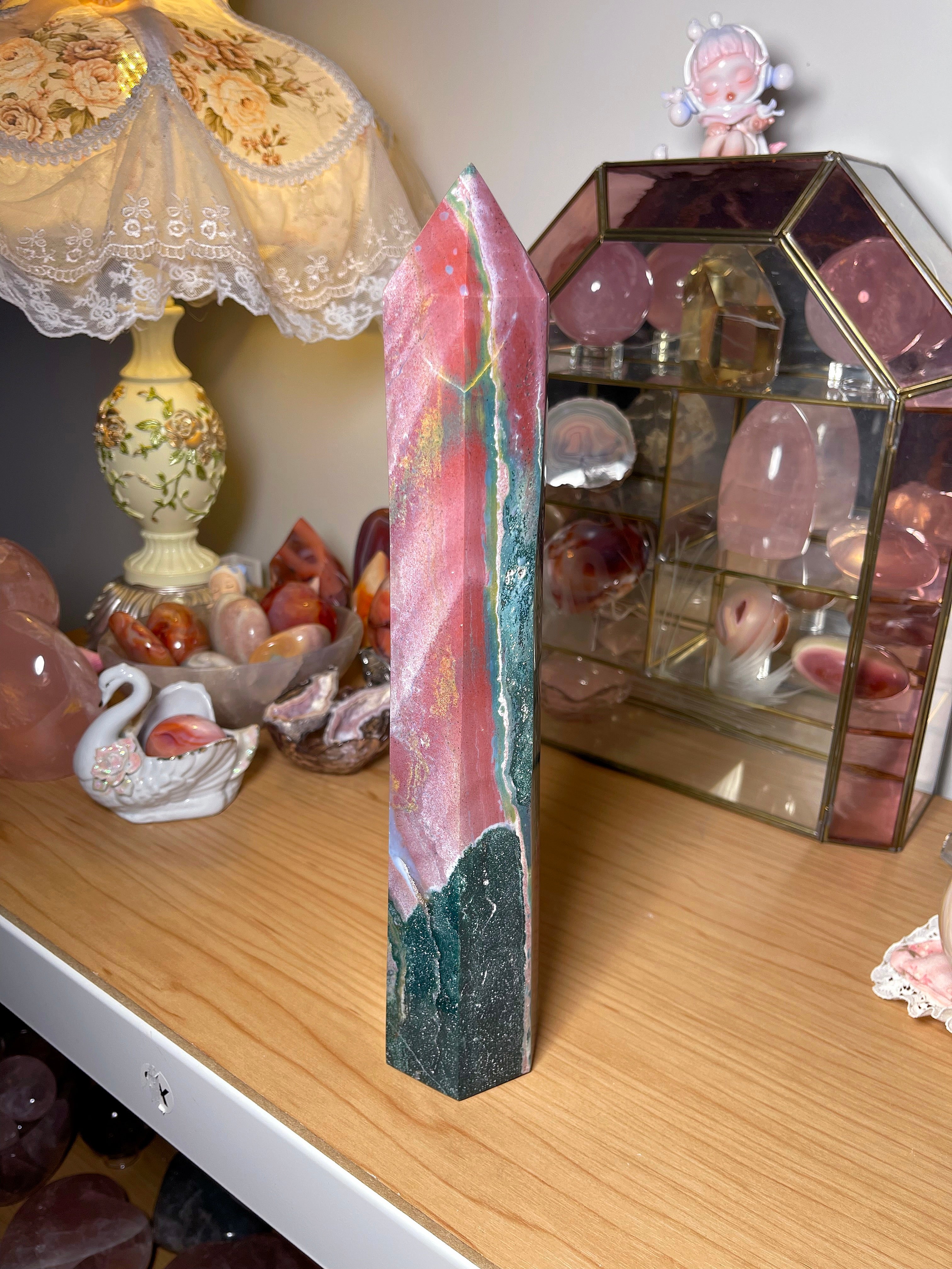 Celestial Pink Sea Jasper Tower