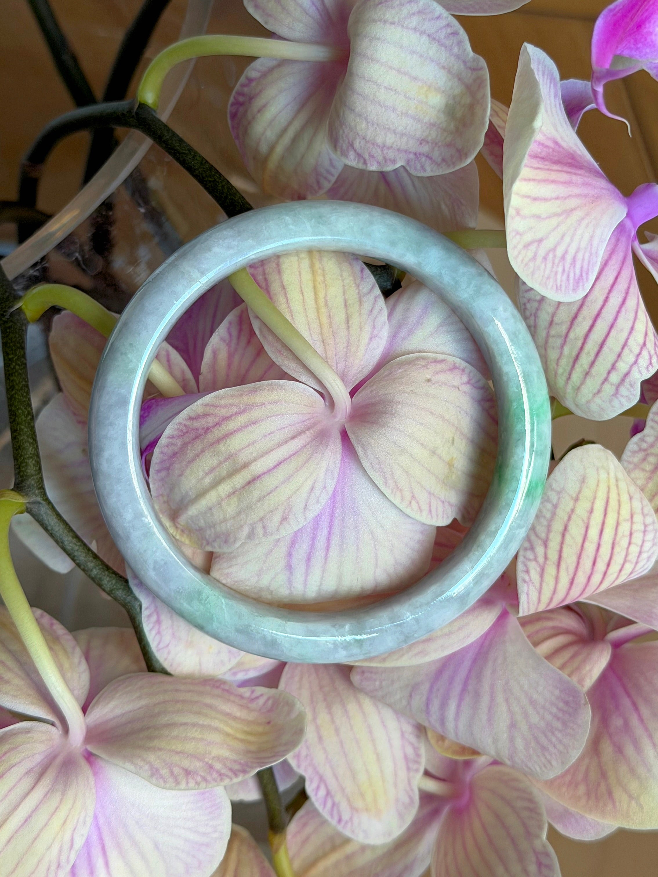 58.5mm apple green lavender jade bangle H