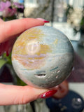 Baby Blue Sea Jasper x Pyrite Sphere