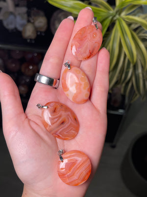 Peachy Carnelian x Sterling Silver Pendant