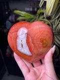Deep Peachy Carnelian x Quartz Heart