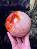 Rare XL Pink Carnelian x Quartz Planet