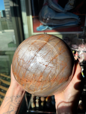 ‘Full Moon’ Peach Moonstone Sphere