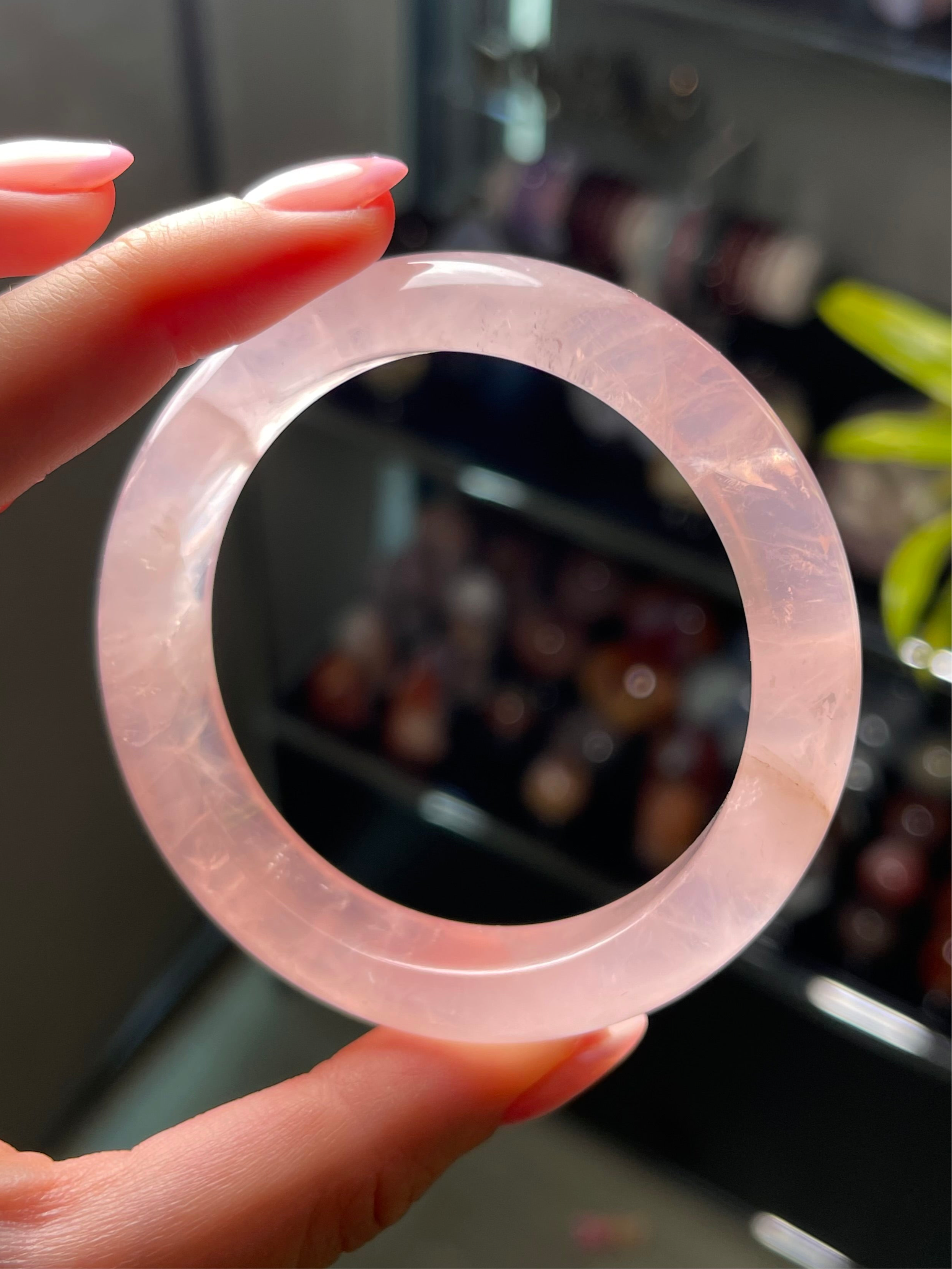 57mm Gemmy Star Rose Quartz Bangle C