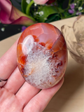 Rosy Pink Carnelian x Quartz Palmstone