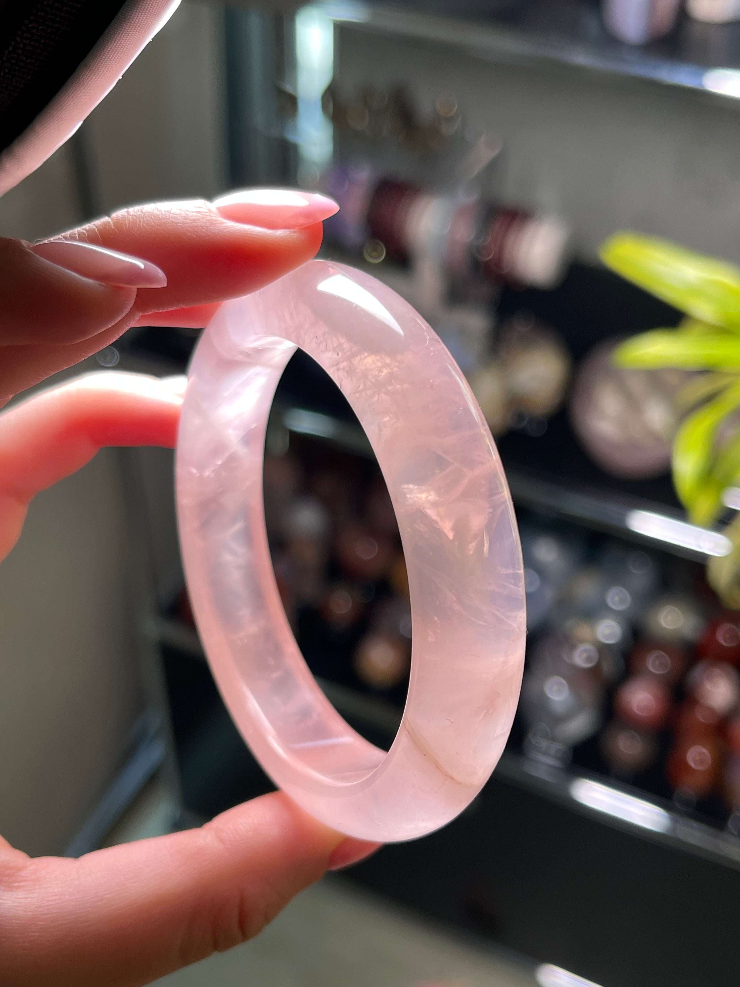 57mm Gemmy Star Rose Quartz Bangle C